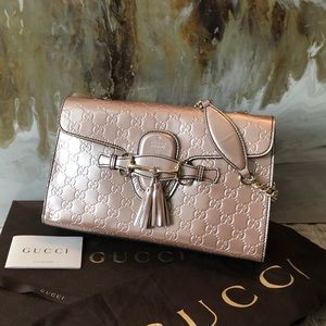 Gucci Pearl Coated Leather Emily Guccissima Bag